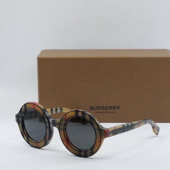 Burberry Kids JB4386 377887 Round Sunglasses - Vintage Check/Dark Grey - Picture 3 of 9